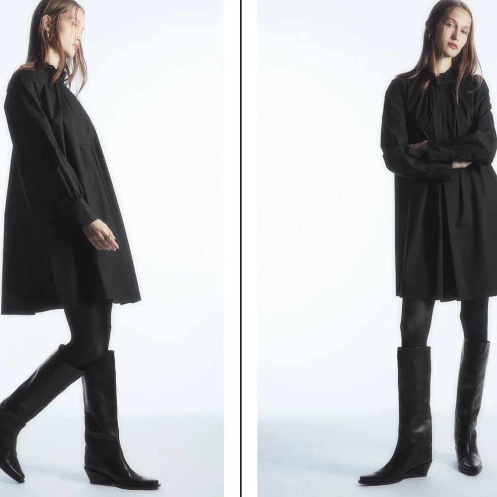 COS Ruffled-Collar Mini Shirt Dress - Tunic Style